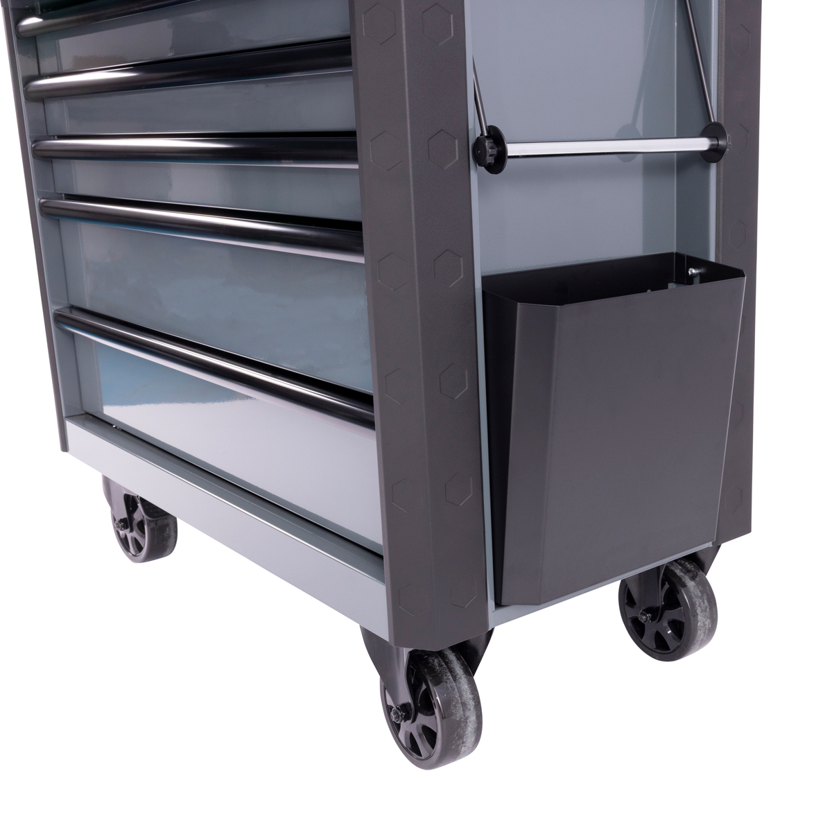 SGS 38in Tool Trolley Cart with Lid | 6 Drawers | Paper Towel Holder | Side Trays | Grey